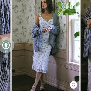 White and blue floral dress. Size small brand new